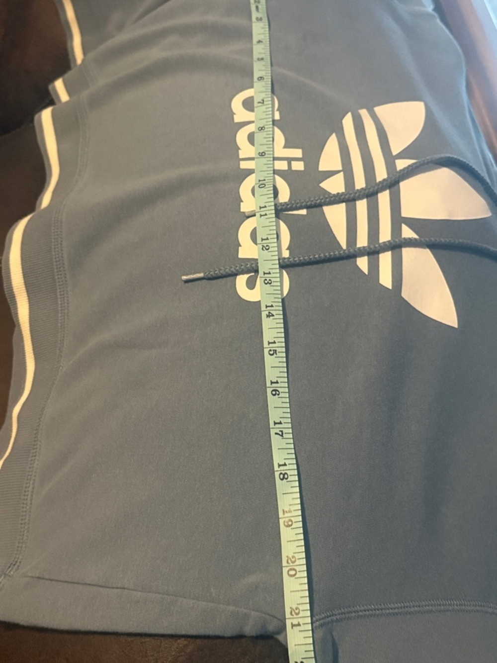 Adidas Cropped Blue Hoodie with White Trefoil Women’s Size Small - Picture 6 of 6